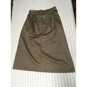 Rrrrruss Womens Straight Skirt Tie Belted Waist Pleat Knee-Length Brown USA Made
